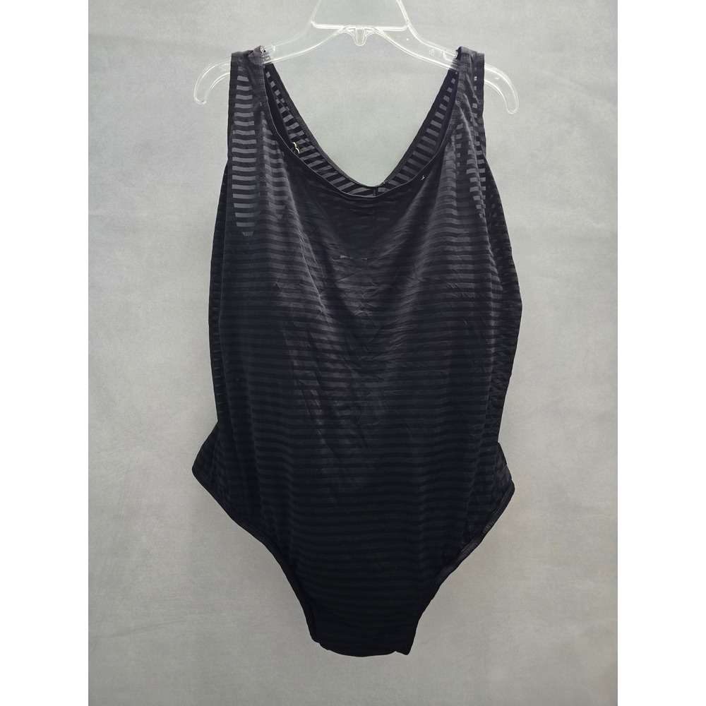 Catalina Black Stripes One Piece Swimsuit Beach Vacation Goth Plus 2X 18W 20W